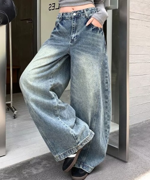 yuue' ( wear )（ユーイ）の「カーブワイドデニムパンツ/ユニセックス（デニムパンツ・レディース・ブルー・S/M/L）」の14枚目の写真