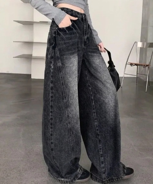 yuue' ( wear )(ユーイ)の「カーブワイドデニムパンツ/ユニセックス(デニムパンツ・レディース・ブルー/ブルー系その他/ブラック・S/M/L)」の10枚目の写真