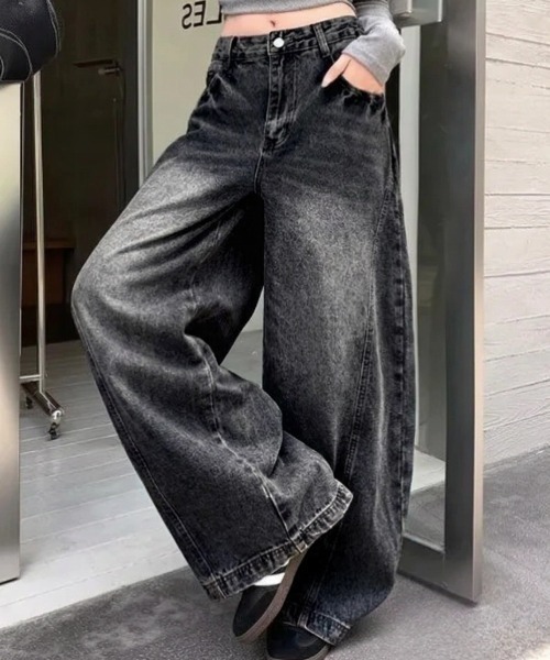 yuue' ( wear )(ユーイ)の「カーブワイドデニムパンツ/ユニセックス(デニムパンツ・レディース・ブルー/ブルー系その他/ブラック・S/M/L)」の12枚目の写真