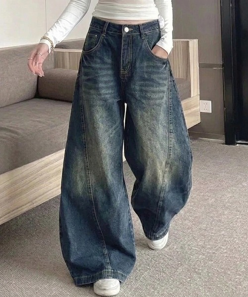 yuue' ( wear )(ユーイ)の「カーブワイドデニムパンツ/ユニセックス(デニムパンツ・レディース・ブルー/ブルー系その他/ブラック・S/M/L)」の17枚目の写真
