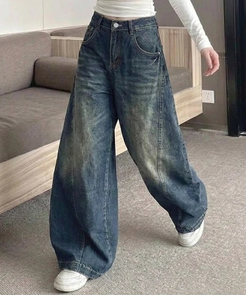 yuue' ( wear )(ユーイ)の「カーブワイドデニムパンツ/ユニセックス(デニムパンツ・レディース・ブルー/ブルー系その他/ブラック・S/M/L)」の15枚目の写真