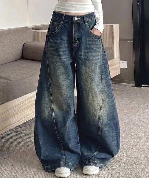 yuue' ( wear )(ユーイ)の「カーブワイドデニムパンツ/ユニセックス(デニムパンツ・レディース・ブルー/ブルー系その他/ブラック・S/M/L)」の14枚目の写真
