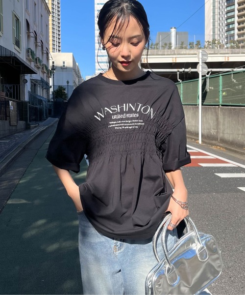RANAN（ラナン）の「【遮熱・防シワ・接触冷感・UV対策】多機能シャーリングプリントTシャツ（Tシャツ/カットソー・レディース・ブルー/ブラック/ホワイト・LL/M/L）」の12枚目の写真