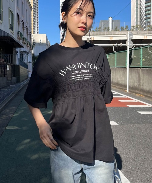 RANAN（ラナン）の「【遮熱・防シワ・接触冷感・UV対策】多機能シャーリングプリントTシャツ（Tシャツ/カットソー・レディース・ブルー/ブラック/ホワイト・LL/M/L）」の13枚目の写真