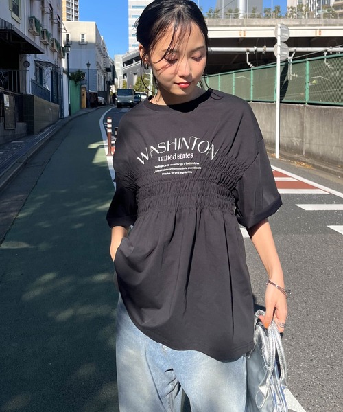 RANAN（ラナン）の「【遮熱・防シワ・接触冷感・UV対策】多機能シャーリングプリントTシャツ（Tシャツ/カットソー・レディース・ブルー/ブラック/ホワイト・LL/M/L）」の14枚目の写真