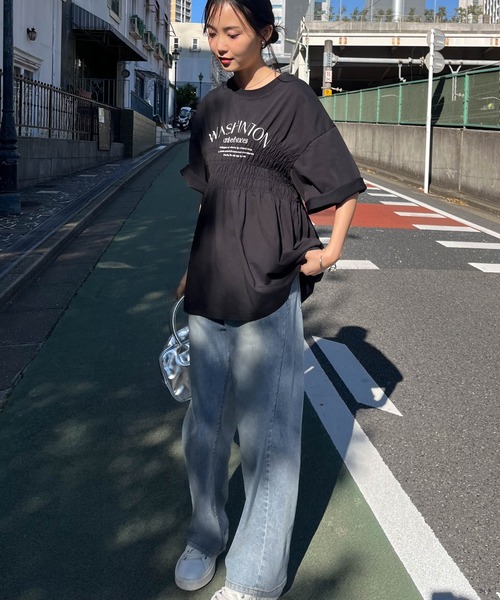 RANAN（ラナン）の「【遮熱・防シワ・接触冷感・UV対策】多機能シャーリングプリントTシャツ（Tシャツ/カットソー・レディース・ブルー/ブラック/ホワイト・LL/M/L）」の16枚目の写真