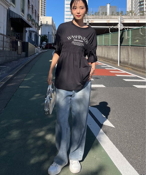 RANAN（ラナン）の「【遮熱・防シワ・接触冷感・UV対策】多機能シャーリングプリントTシャツ（Tシャツ/カットソー・レディース・ブルー/ブラック/ホワイト・LL/M/L）」の15枚目の写真