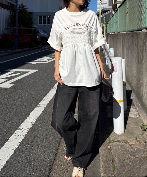 RANAN（ラナン）の「【遮熱・防シワ・接触冷感・UV対策】多機能シャーリングプリントTシャツ（Tシャツ/カットソー・レディース・ブルー/ブラック/ホワイト・LL/M/L）」の8枚目の写真