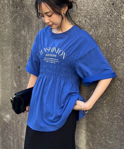 RANAN（ラナン）の「【遮熱・防シワ・接触冷感・UV対策】多機能シャーリングプリントTシャツ（Tシャツ/カットソー・レディース・ブルー/ブラック/ホワイト・LL/M/L）」の21枚目の写真