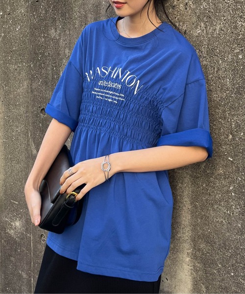 RANAN（ラナン）の「【遮熱・防シワ・接触冷感・UV対策】多機能シャーリングプリントTシャツ（Tシャツ/カットソー・レディース・ブルー/ブラック/ホワイト・LL/M/L）」の22枚目の写真