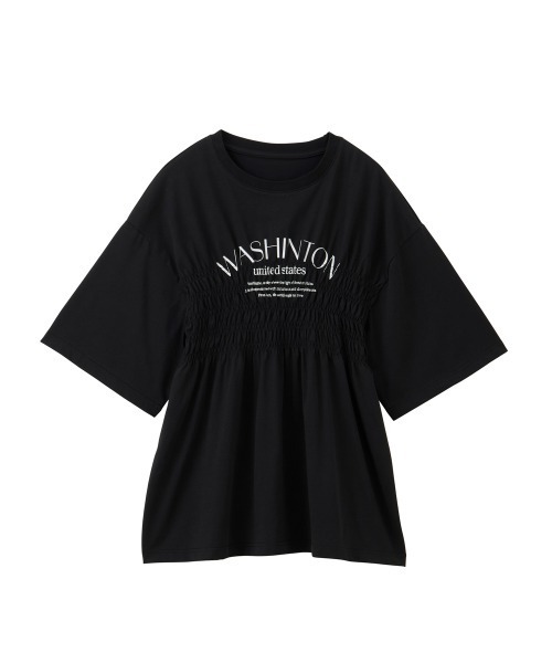 RANAN(ラナン)の「シャーリングロゴペプラムTシャツ【遮熱・防シワ・接触冷感・UV対策】(Tシャツ/カットソー・レディース・ブルー/ブラック/ホワイト・LL/M/L)」の19枚目の写真