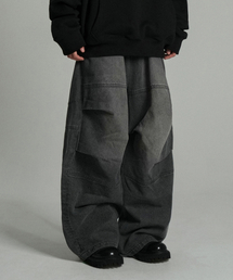 Cactus Pattern Maxi Denim Pants Black