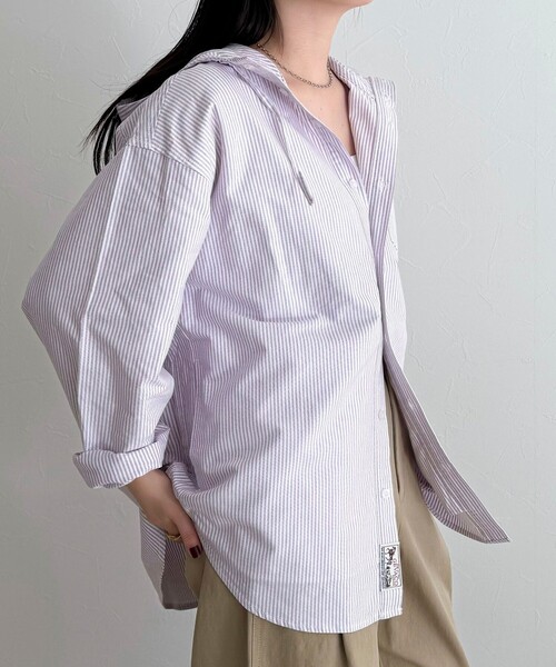 fredy emue（フレディエミュ）の「【GEVACO/ゲバコ】フーディシャツ（シャツ/ブラウス・レディース・パープル系その他/ブラック系その他/ブルー系その他・38）」の3枚目の写真