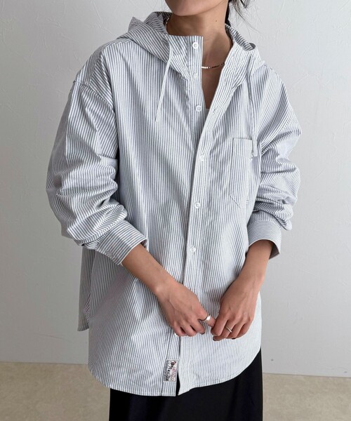 fredy emue（フレディエミュ）の「【GEVACO/ゲバコ】フーディシャツ（シャツ/ブラウス・レディース・パープル系その他/ブラック系その他/ブルー系その他・38）」の8枚目の写真