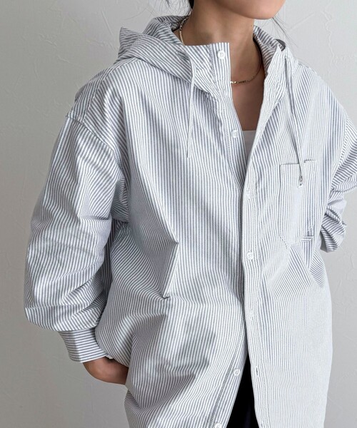 fredy emue（フレディエミュ）の「【GEVACO/ゲバコ】フーディシャツ（シャツ/ブラウス・レディース・パープル系その他/ブラック系その他/ブルー系その他・38）」の9枚目の写真