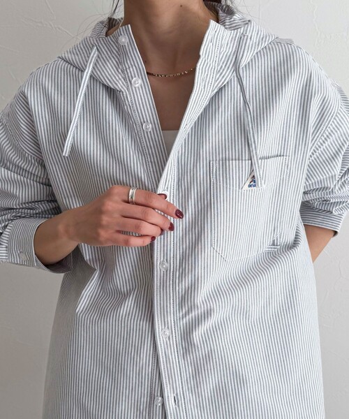 fredy emue（フレディエミュ）の「【GEVACO/ゲバコ】フーディシャツ（シャツ/ブラウス・レディース・パープル系その他/ブラック系その他/ブルー系その他・38）」の12枚目の写真