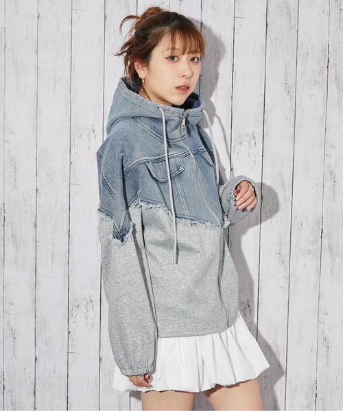 GORGE(ゴージ)の「《デニム切り替え×フード付き》ブルゾン/秋冬春/全2色(ブルゾン・レディース・ブラック/グレー・F)」の11枚目の写真