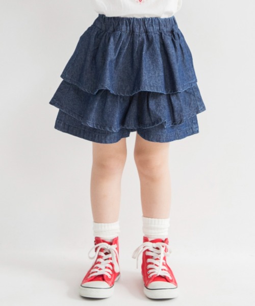 DRC branshes(ディーアールシーブランシェス)の「【WEB限定/DRC】デニムフリルスカパン(デニムパンツ・キッズ・ネイビー/ブラック/ブルー・150/100/130/140/110/120)」の3枚目の写真