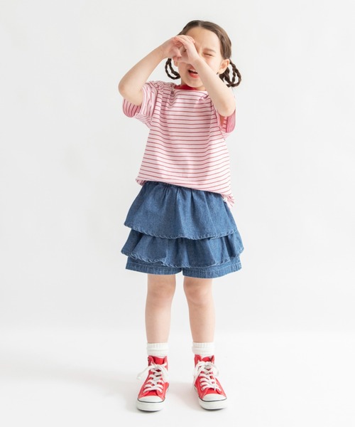 DRC branshes(ディーアールシーブランシェス)の「【WEB限定/DRC】デニムフリルスカパン(デニムパンツ・キッズ・ネイビー/ブラック/ブルー・150/100/130/140/110/120)」の4枚目の写真