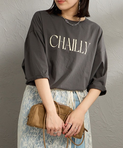 MICA&DEAL（マイカ＆ディール）の「[MICA&DEAL/マイカアンドディール] CHAILLY ロールスリーブ7分袖プリントTシャツ（Tシャツ/カットソー・レディース・ホワイト/ダークグレー/ベージュ・F）」の2枚目の写真