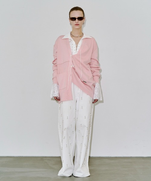 JOSE MOON（ジョゼムーン）の「PLATE VNECK OVER CARDIGAN/プレートブイネックオーバーカーディガン（カーディガン/ボレロ・レディース・ブラック/チャコールグレー/ピンク・38/36）」の5枚目の写真