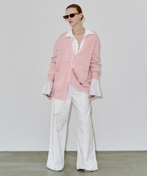 JOSE MOON（ジョゼムーン）の「PLATE VNECK OVER CARDIGAN/プレートブイネックオーバーカーディガン（カーディガン/ボレロ・レディース・ブラック/チャコールグレー/ピンク・38/36）」の7枚目の写真