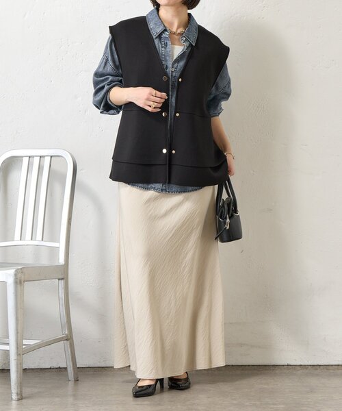 Jena espace merveilleux（ジェナ　エスパスメルヴェイユ）の「ペプラムフリルジレ（ベスト・レディース・ライトグレー/ブラック・FREE）」の6枚目の写真