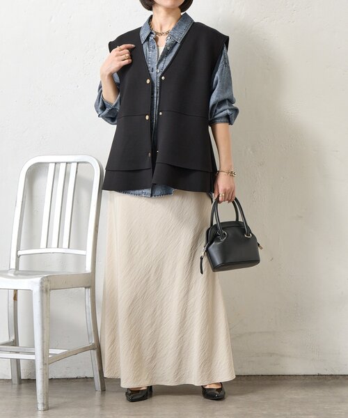 Jena espace merveilleux（ジェナ　エスパスメルヴェイユ）の「ペプラムフリルジレ（ベスト・レディース・ライトグレー/ブラック・FREE）」の7枚目の写真