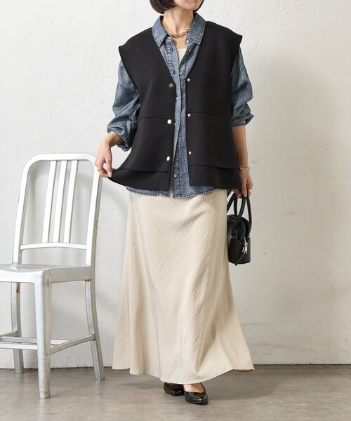 Jena espace merveilleux（ジェナ　エスパスメルヴェイユ）の「ペプラムフリルジレ（ベスト・レディース・ライトグレー/ブラック・FREE）」の8枚目の写真