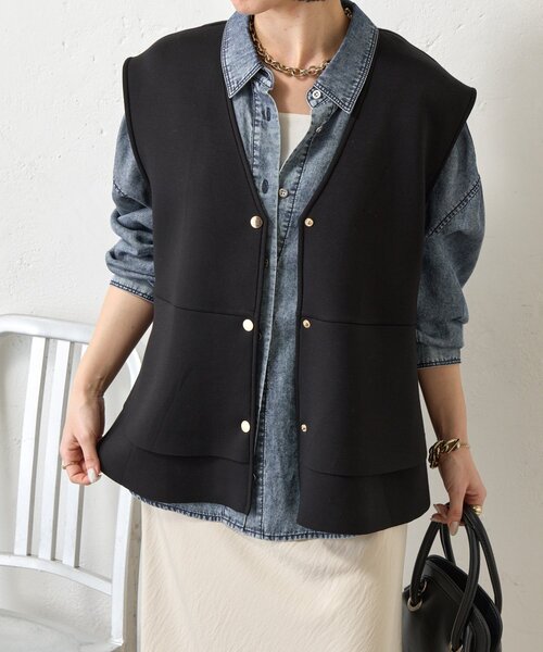 Jena espace merveilleux（ジェナ　エスパスメルヴェイユ）の「ペプラムフリルジレ（ベスト・レディース・ライトグレー/ブラック・FREE）」の11枚目の写真