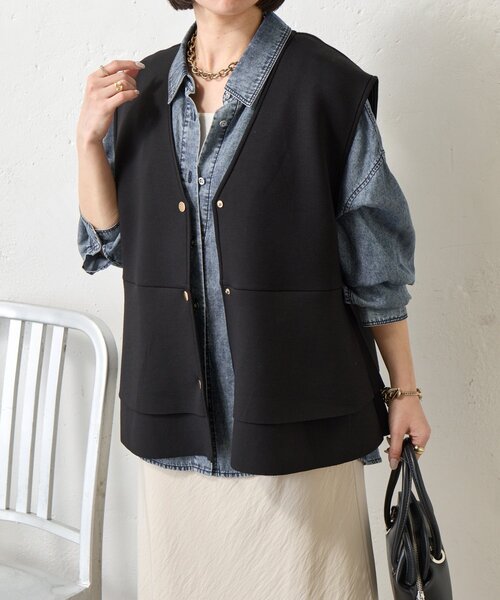 Jena espace merveilleux（ジェナ　エスパスメルヴェイユ）の「ペプラムフリルジレ（ベスト・レディース・ライトグレー/ブラック・FREE）」の12枚目の写真