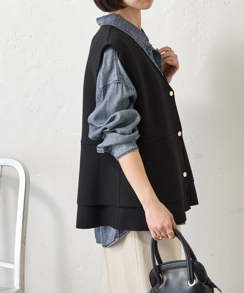 Jena espace merveilleux（ジェナ　エスパスメルヴェイユ）の「ペプラムフリルジレ（ベスト・レディース・ライトグレー/ブラック・FREE）」の16枚目の写真