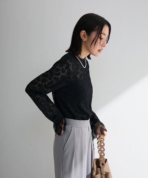 Green Parks(グリーンパークス)の「総レースプルオーバー(Tシャツ/カットソー・レディース・ブラック/ホワイト系その他2・FREE)」の8枚目の写真