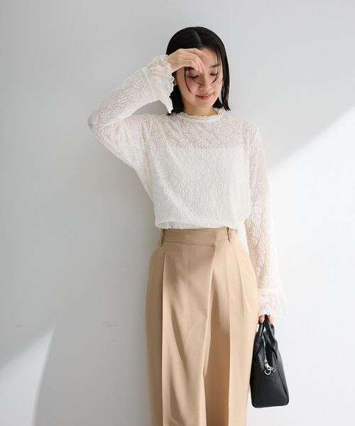 Green Parks(グリーンパークス)の「総レースプルオーバー(Tシャツ/カットソー・レディース・ブラック/ホワイト系その他2・FREE)」の12枚目の写真