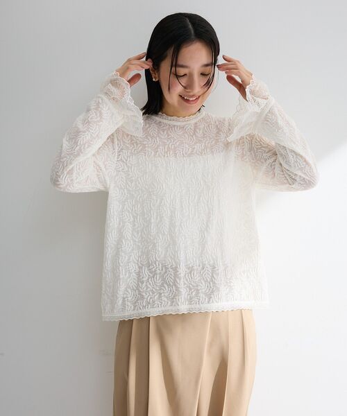 Green Parks(グリーンパークス)の「総レースプルオーバー(Tシャツ/カットソー・レディース・ブラック/ホワイト系その他2・FREE)」の14枚目の写真