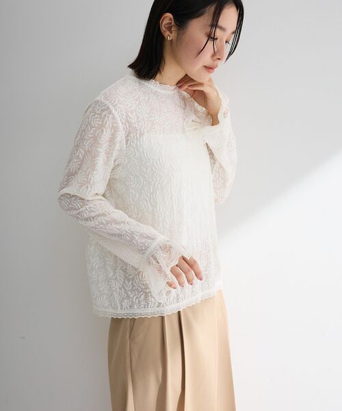 Green Parks(グリーンパークス)の「総レースプルオーバー(Tシャツ/カットソー・レディース・ブラック/ホワイト系その他2・FREE)」の15枚目の写真