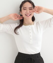 SHOO・LA・RUE | 【洗濯機可/S-LL】1枚でサマ見え レイヤード風配色 ヘンリーネックロンT(Tシャツ/カットソー)