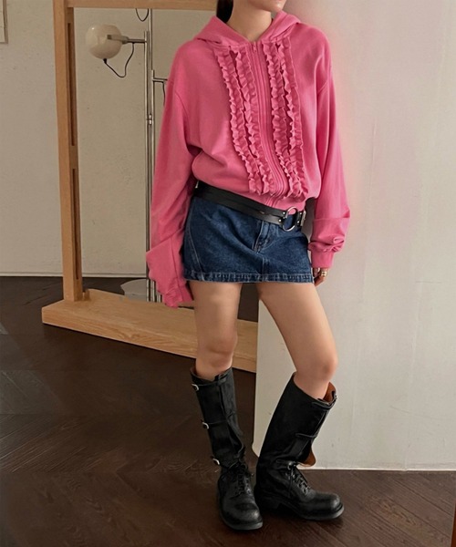 LYEON（リヨン）の「フリルパーカー/フーディー（パーカー・レディース・ブラック/ピンク/ブルー・FREE）」の6枚目の写真