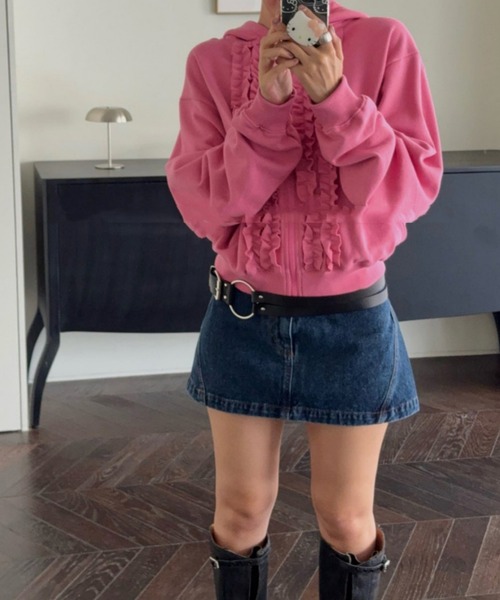 LYEON（リヨン）の「フリルパーカー/フーディー（パーカー・レディース・ブラック/ピンク/ブルー・FREE）」の8枚目の写真