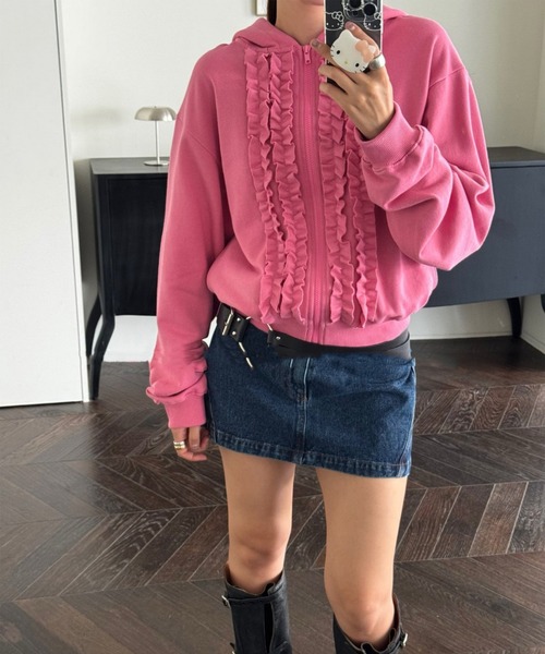 LYEON（リヨン）の「フリルパーカー/フーディー（パーカー・レディース・ブラック/ピンク/ブルー・FREE）」の9枚目の写真