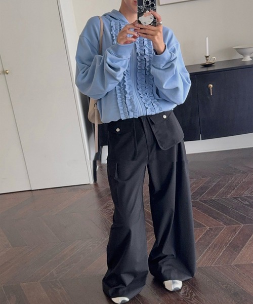 LYEON（リヨン）の「フリルパーカー/フーディー（パーカー・レディース・ブラック/ピンク/ブルー・FREE）」の17枚目の写真