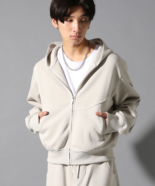 LAND MUSEUM（ランドミュージアム）の「LAND MUSEUM／ファイヤーパターンジップ（裏毛）（パーカー・メンズ・ブラック/ホワイト・LARGE/MEDIUM）」の6枚目の写真