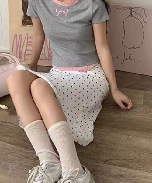 Achic（アシック）の「プチドットリボンAラインスカート（スカート・レディース・ホワイト・M）」の13枚目の写真