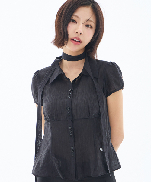 ILLIGO（イリゴ）の「フレアパフブラウス ブラック（シャツ/ブラウス・レディース・その他・OS）」の2枚目の写真