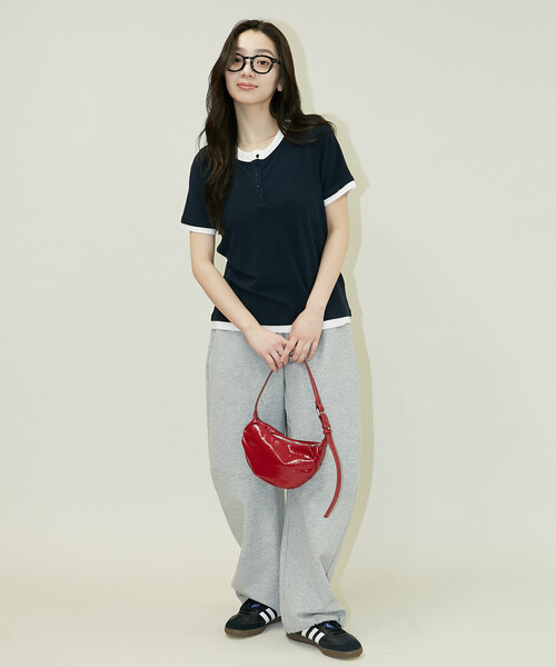 PUBLUX(パブリュクス)の「PUBLUX/パブリュクス レイヤード風 ヘンリーネック Tシャツ 限定展開(Tシャツ/カットソー・レディース・チャコールグレー/ネイビー/ブラウン・フリ-)」の19枚目の写真