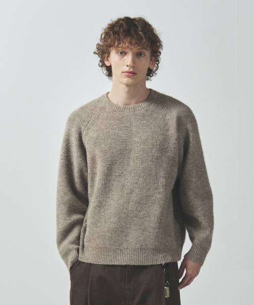 ECORR（エコル）の「フォグアルパカクロップニットプルオーバー : 5 COLORS（ニット/セーター・レディース・グレー/ベージュ/ブラウン/スカイブルー/ライトグリーン・2(L)/3(XL)/1(M)）」の7枚目の写真