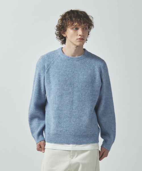 ECORR（エコル）の「フォグアルパカクロップニットプルオーバー : 5 COLORS（ニット/セーター・レディース・グレー/ベージュ/ブラウン/スカイブルー/ライトグリーン・2(L)/3(XL)/1(M)）」の8枚目の写真
