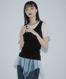 PAGEBOY | 【1枚&レイヤード着用可能】チュールヘムトップス(Tシャツ/カットソー)
