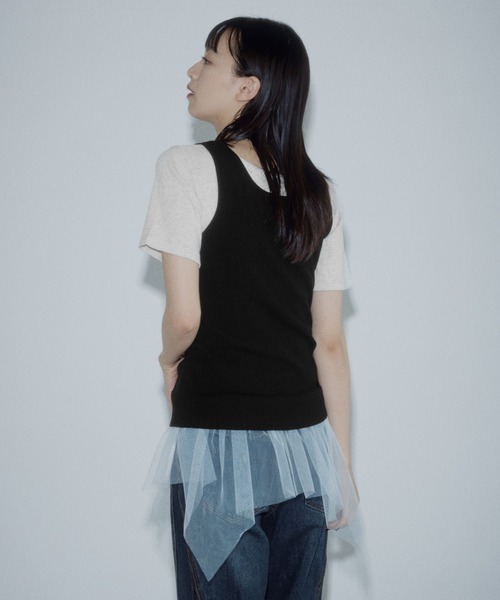 PAGEBOY(ページボーイ)の「チュールヘムトップス(Tシャツ/カットソー・レディース・ブラック/オートミール・FREE)」の10枚目の写真