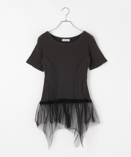 PAGEBOY(ページボーイ)の「チュールヘムトップス(Tシャツ/カットソー・レディース・ブラック/オートミール・FREE)」の21枚目の写真